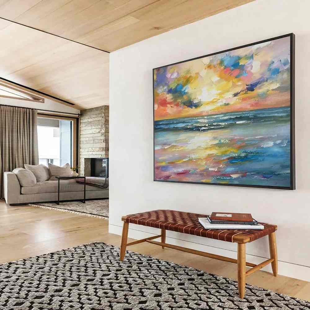 Beach Original Relaxing Sunset Abstract Canvas Artwork 2N5J4